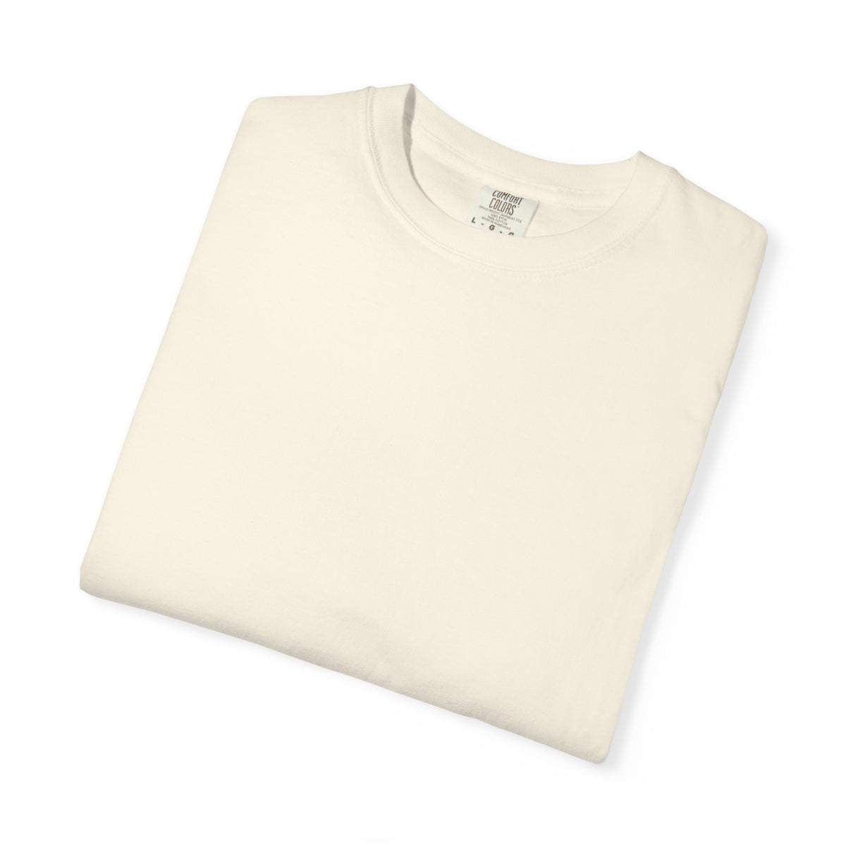 Japanese Speed Car Tee in Ivory, folded shirt close-up of the collar and label