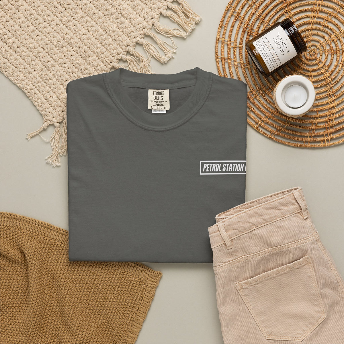 V10 Supercar Tee in Pepper, folded flat lay with small chest logo