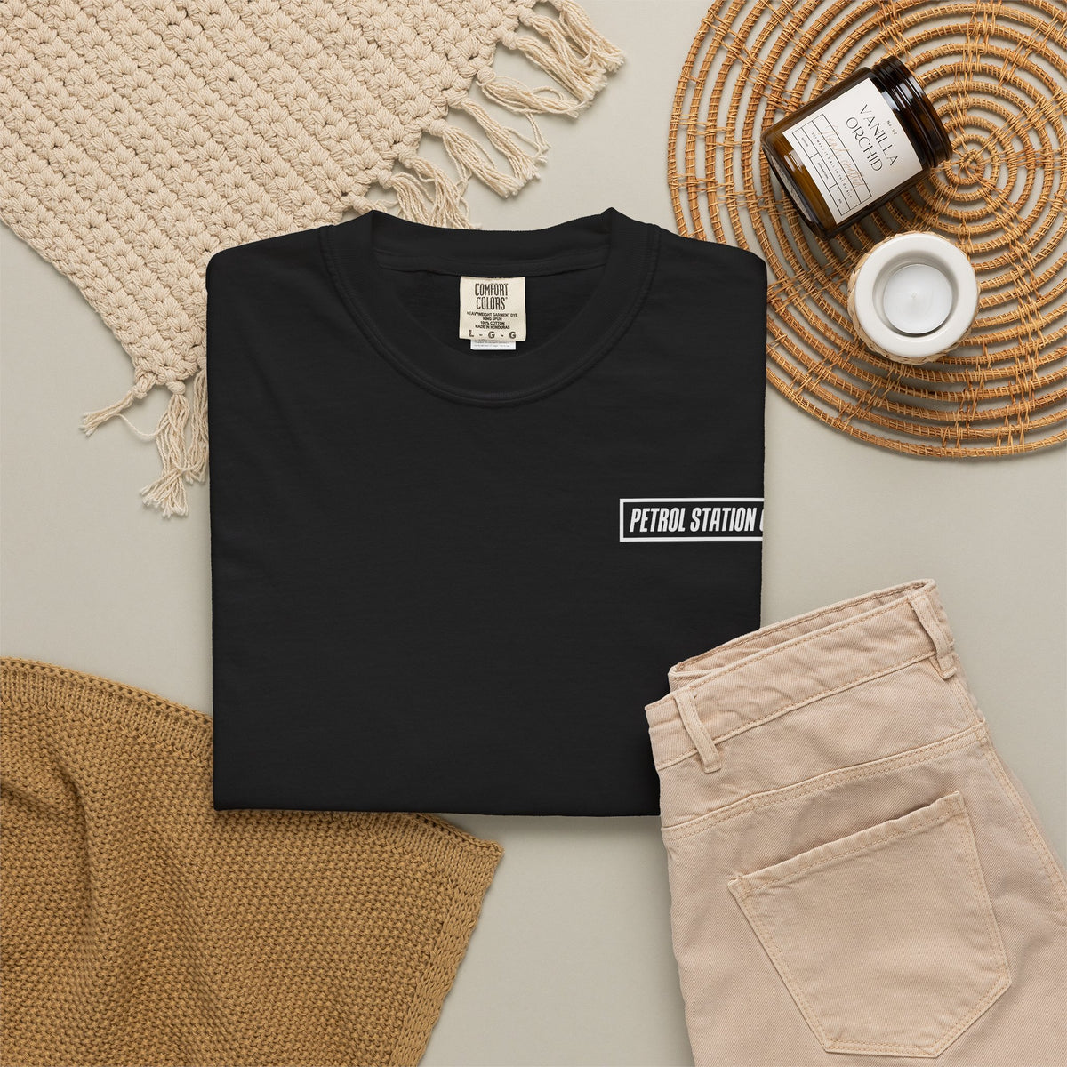 V10 Supercar Tee in Black, folded flat lay with small chest logo