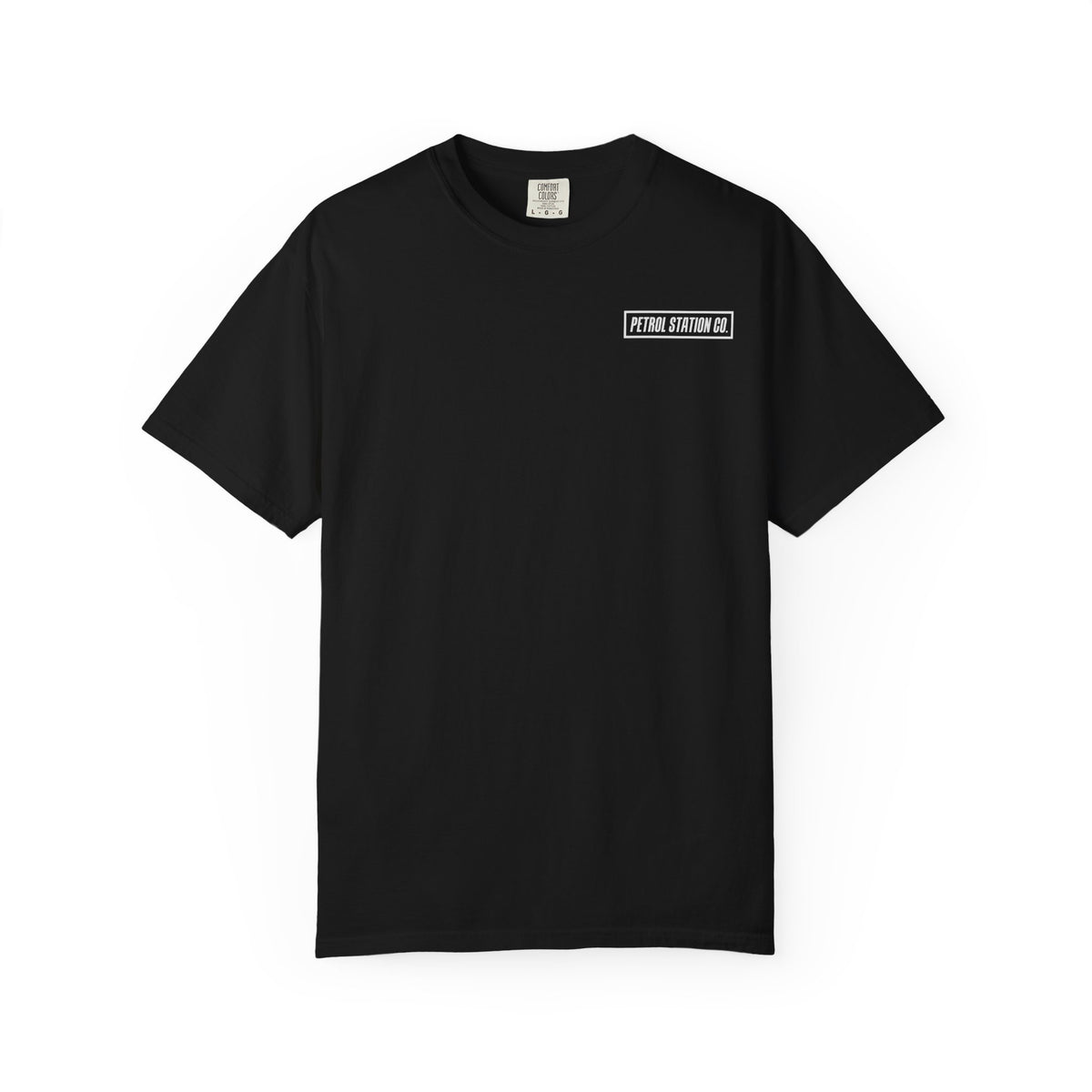 V10 Supercar Tee in Black, front view with small chest logo