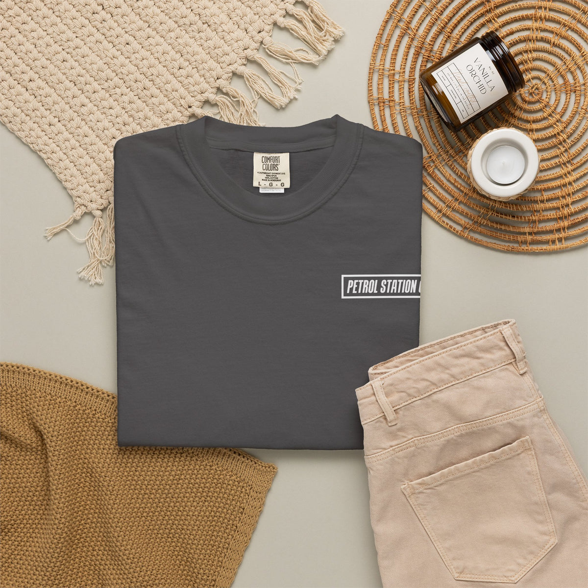 V10 Supercar Tee in Graphite, folded flat lay with small chest logo