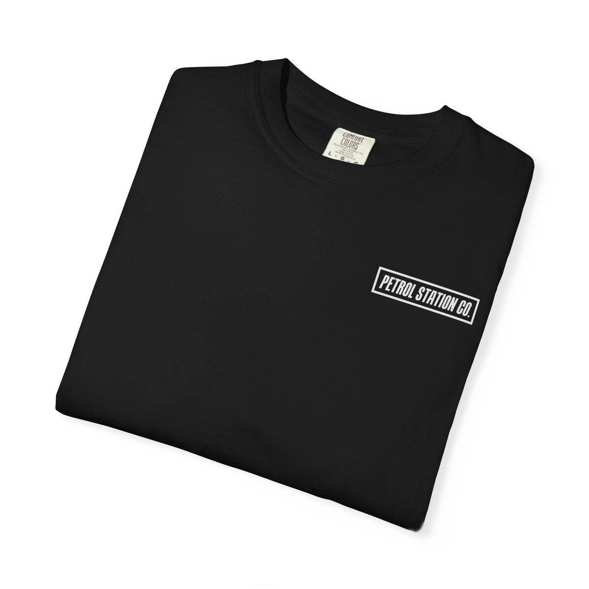 V10 Supercar Tee in Black, folded with small chest logo