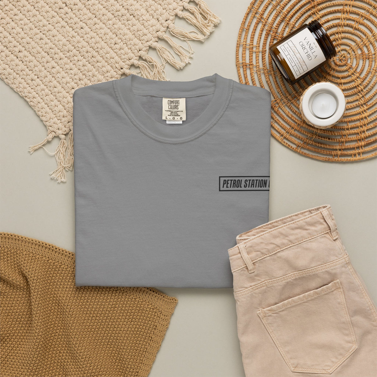 V10 Supercar Tee in Grey, folded flat lay with small chest logo