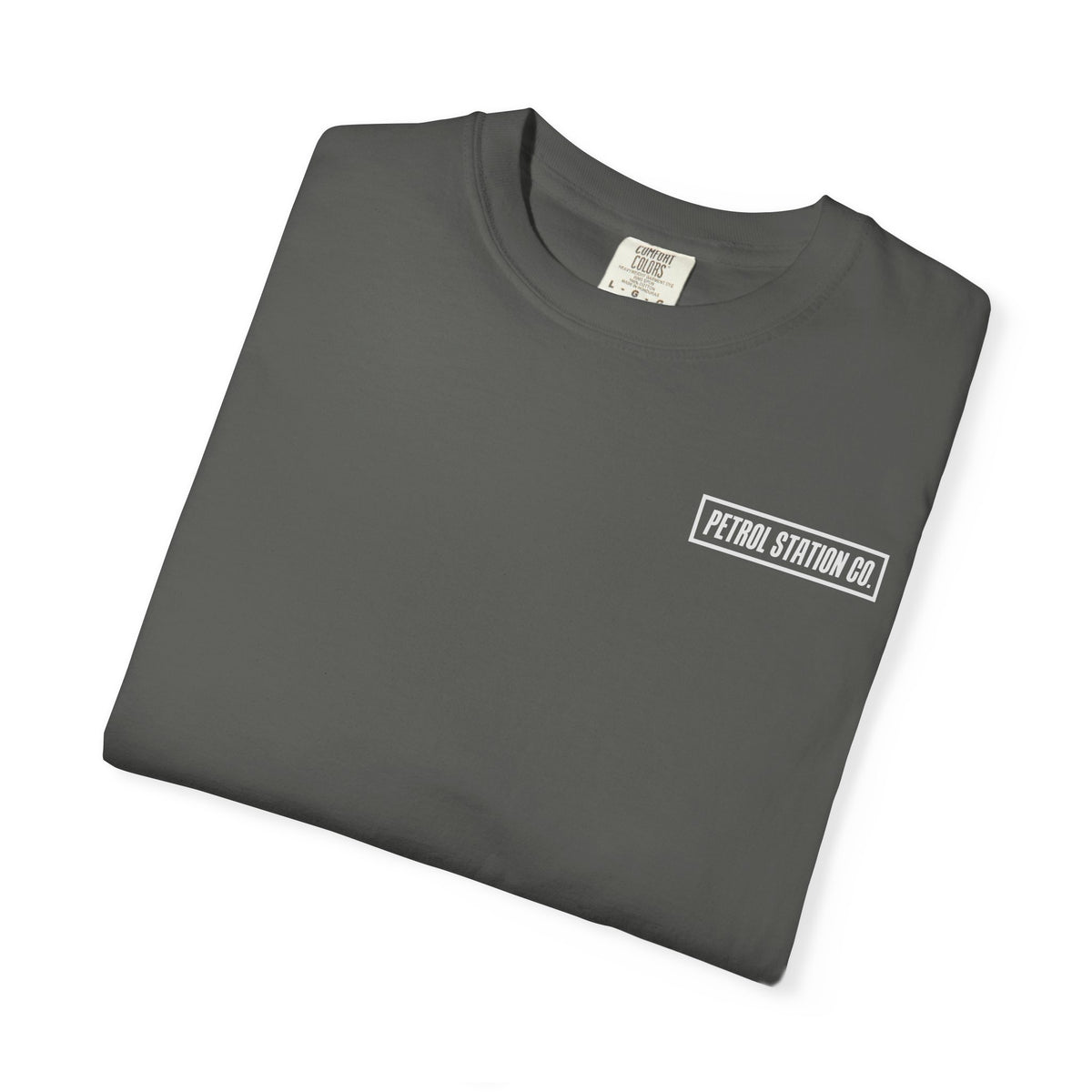 V10 Supercar Tee in Pepper, folded with small chest logo