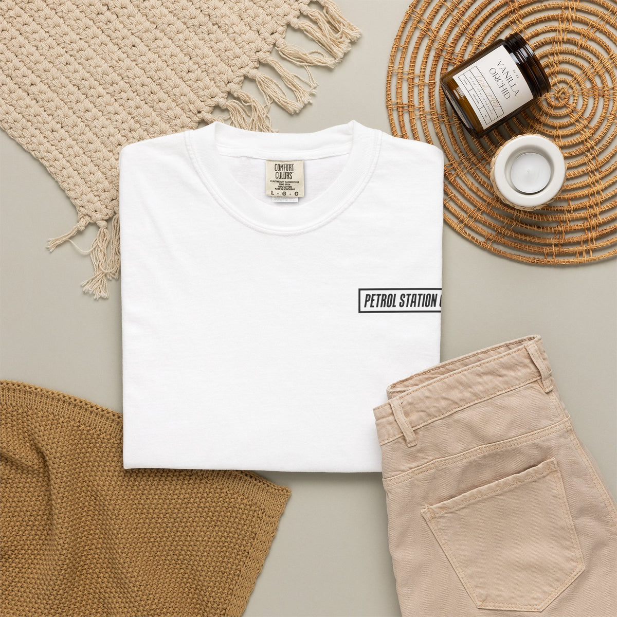 V10 Supercar Tee in White, folded flat lay with small chest logo