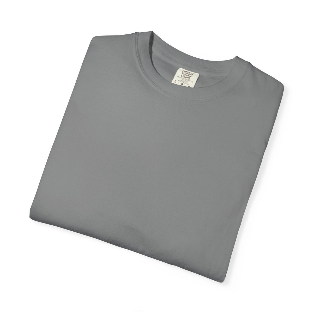 Japanese Speed Car Tee in Grey, folded shirt close-up of the collar and label